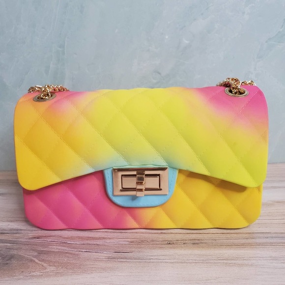 Handbags - NEW Yellow Rainbow Small Quilted Jelly Crossbody